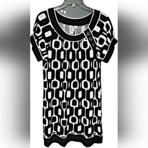 Black and White Enfocus Petite Retro Shift Dress 10P